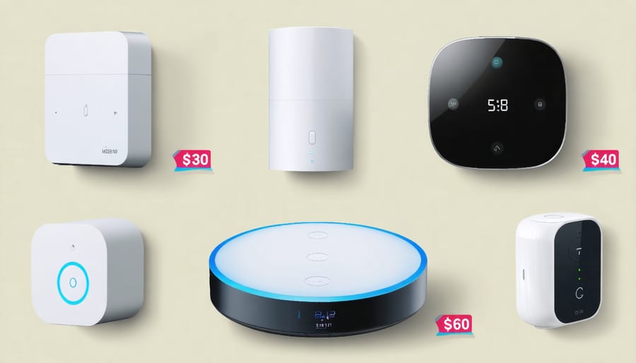 Various smart home devices displayed with their typical retail prices