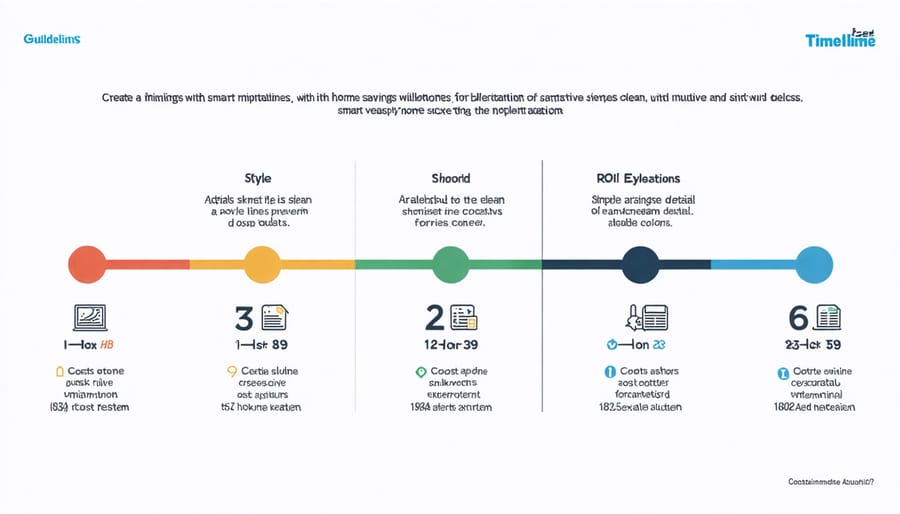 Timeline infographic displaying smart home investment returns over multiple years