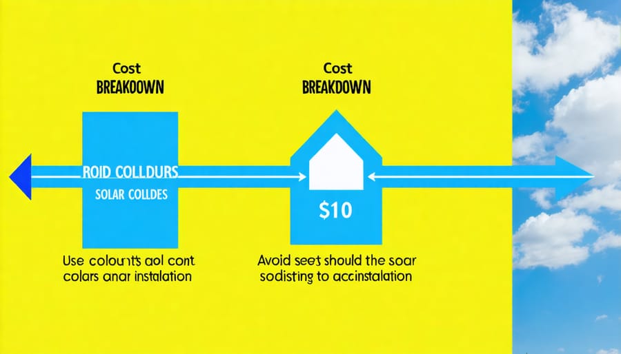Financial breakdown chart showing solar system costs, savings, and payback period