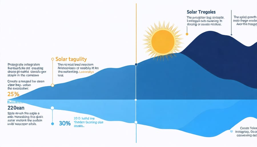 Line graph depicting future solar integration capacity and market growth predictions through 2030