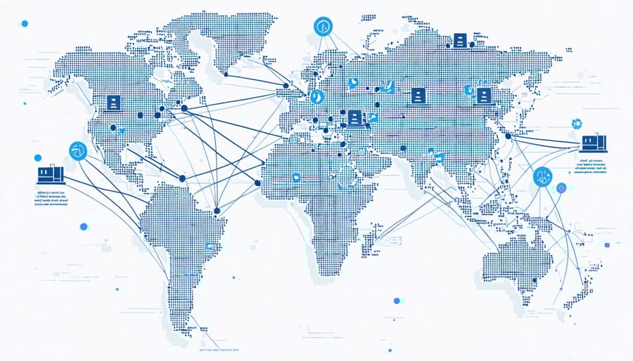 Global map displaying solar PV supply chain connections and manufacturing hubs