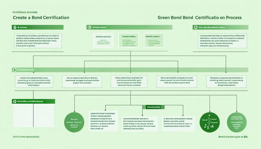 Diagram illustrating green bond certification requirements and standards