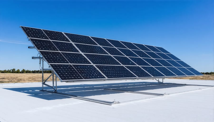 Aerial view of commercial solar installation using J-Tech Solar panels