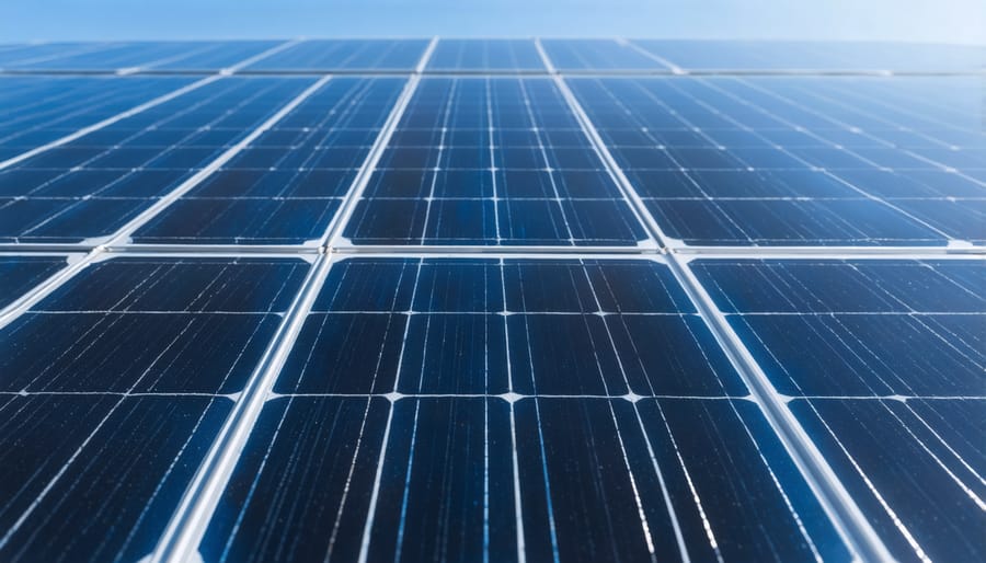 Detailed view of a marine-grade flexible solar panel showing its thin profile and construction