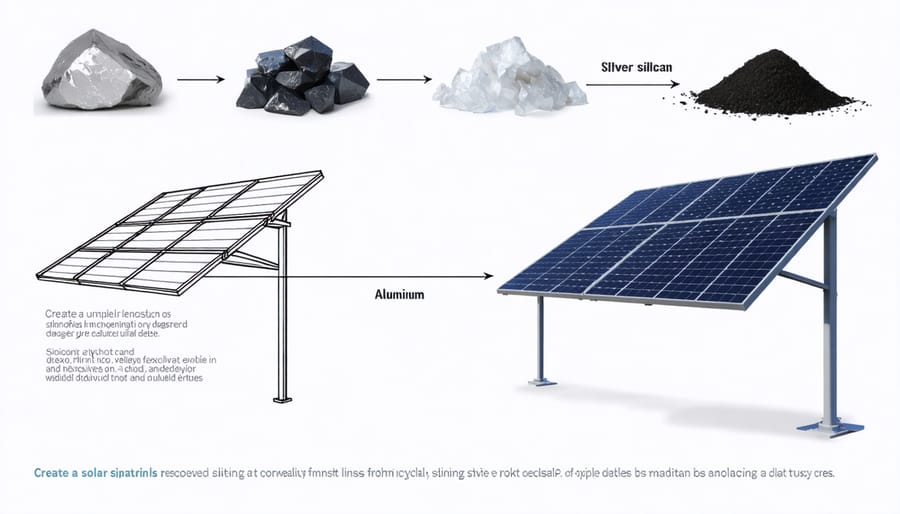 Breakdown of recoverable materials from recycled solar panels with percentage values