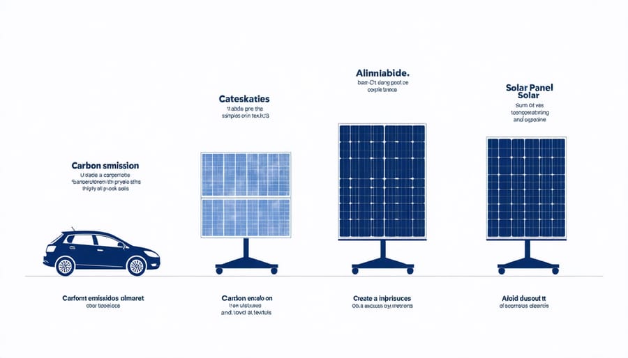 Bar chart comparing CO2 emissions across sea, rail, and road transport for solar panel shipping