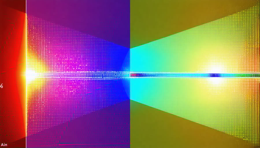 Visual representation of how quantum dots convert and optimize different wavelengths of light