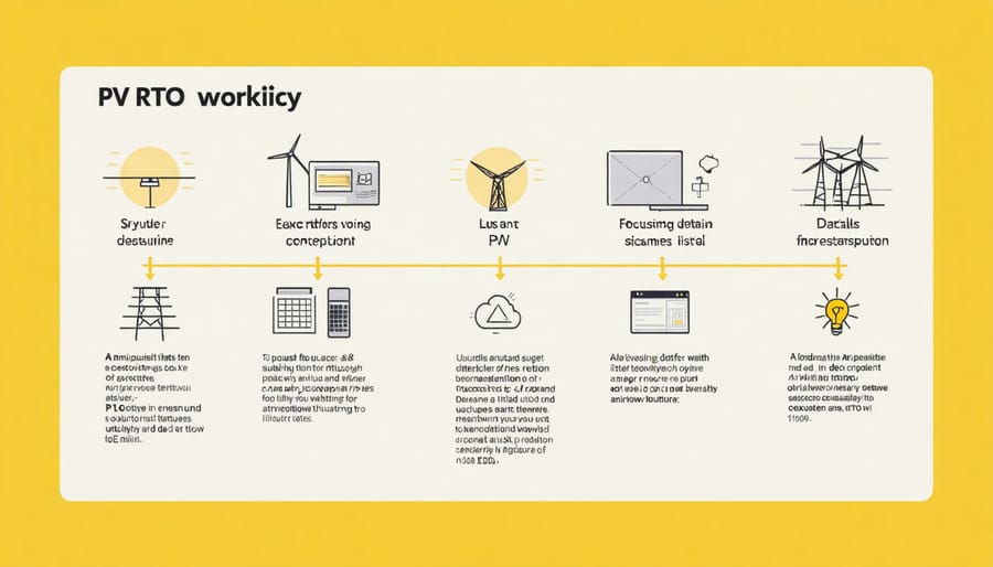 Flow chart diagram illustrating the essential elements and steps of a solar facility RTO policy