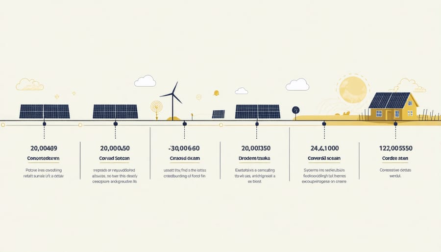 Step-by-step timeline showing key milestones in a solar startup crowdfunding campaign