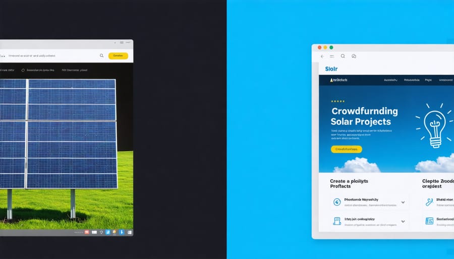 Comparison view of multiple crowdfunding platforms showing solar energy projects