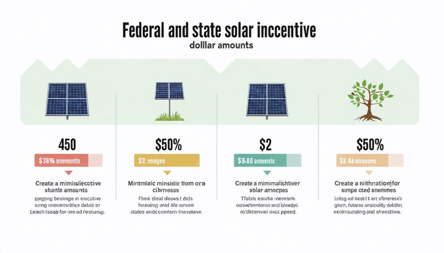 Visual breakdown of government solar incentives including tax credits and grants
