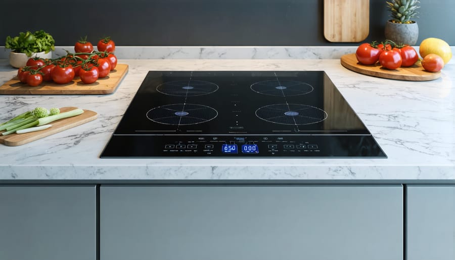 Solar-powered induction cooktop installed in contemporary kitchen