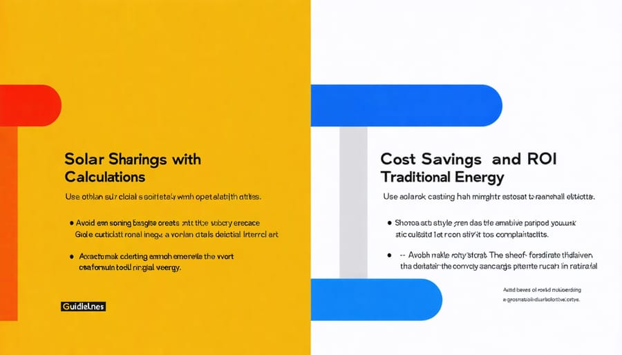 Visual comparison of energy costs and savings between traditional and solar sharing systems
