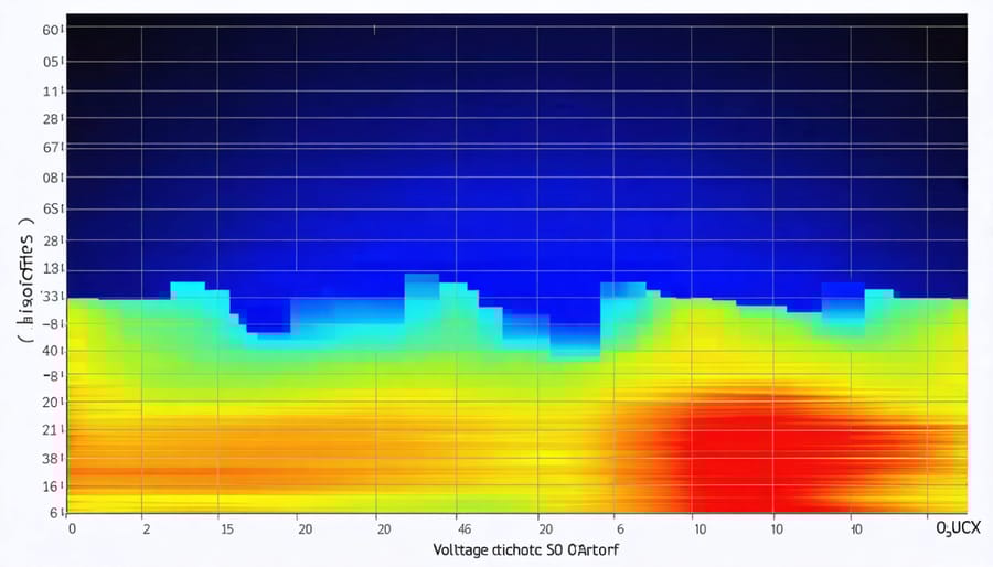 Time series graph of voltage variations in a grid with high solar penetration