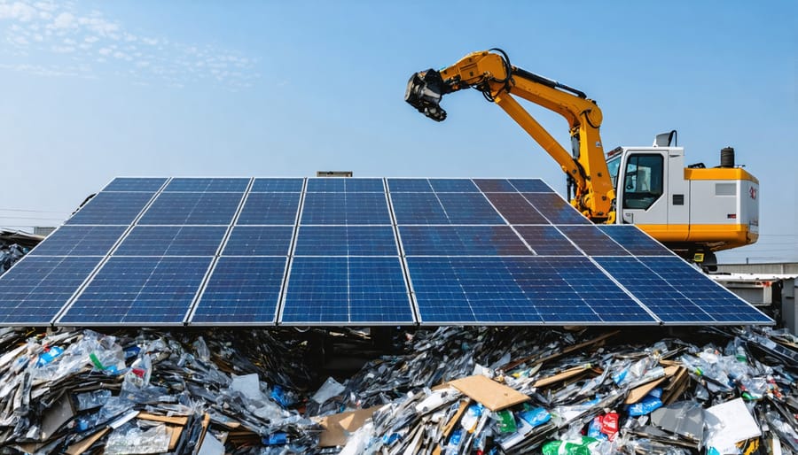 Modern automated recycling facility with robotic sorting systems