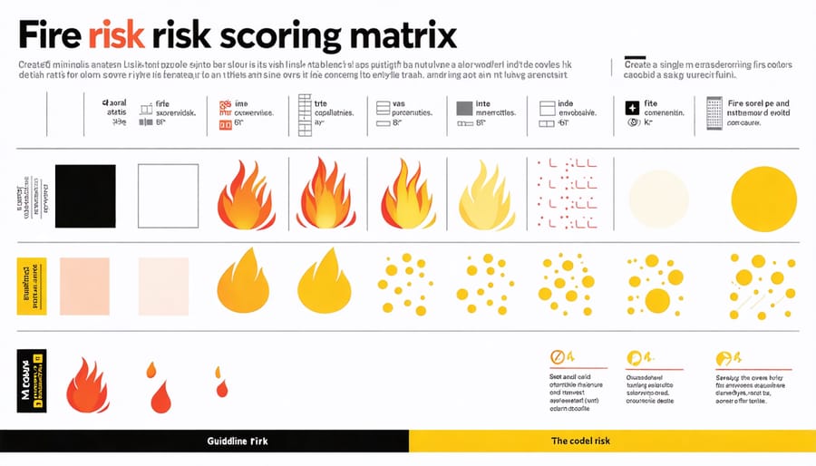 Risk assessment matrix diagram showing low, medium, and high fire risk classifications for PV systems
