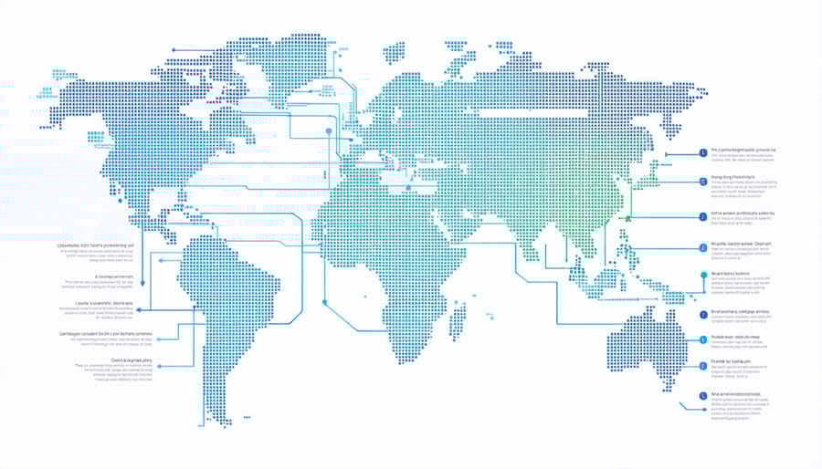 Network diagram illustrating international solar supply chain relationships with US suppliers