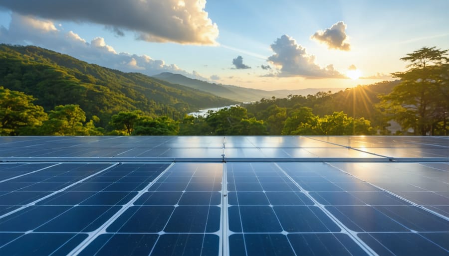 Wall-mounted solar battery storage unit installed in residential garage