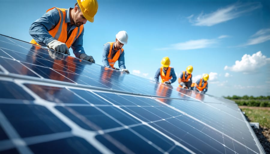 Group of solar professionals participating in certification training session