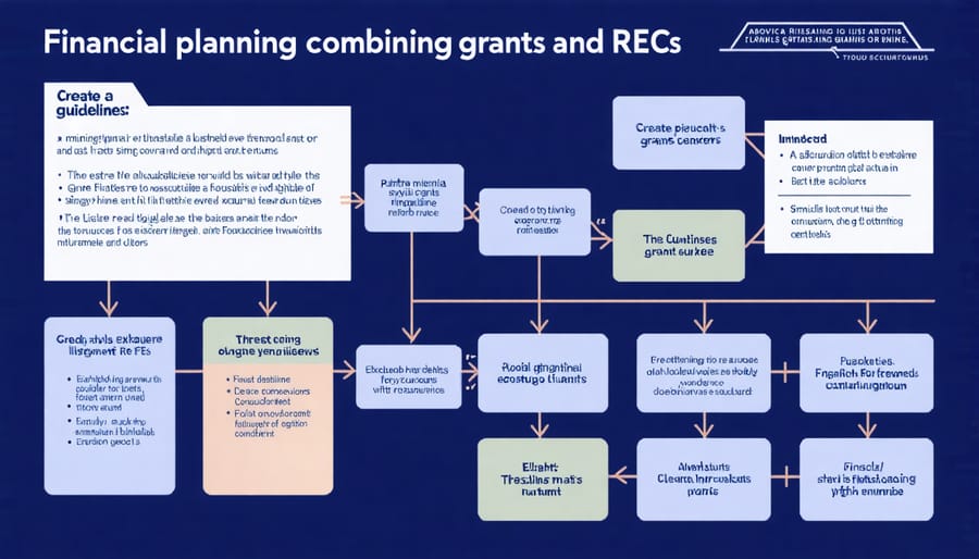 Strategic flowchart showing how grants and RECs can be integrated into a solar project financial plan