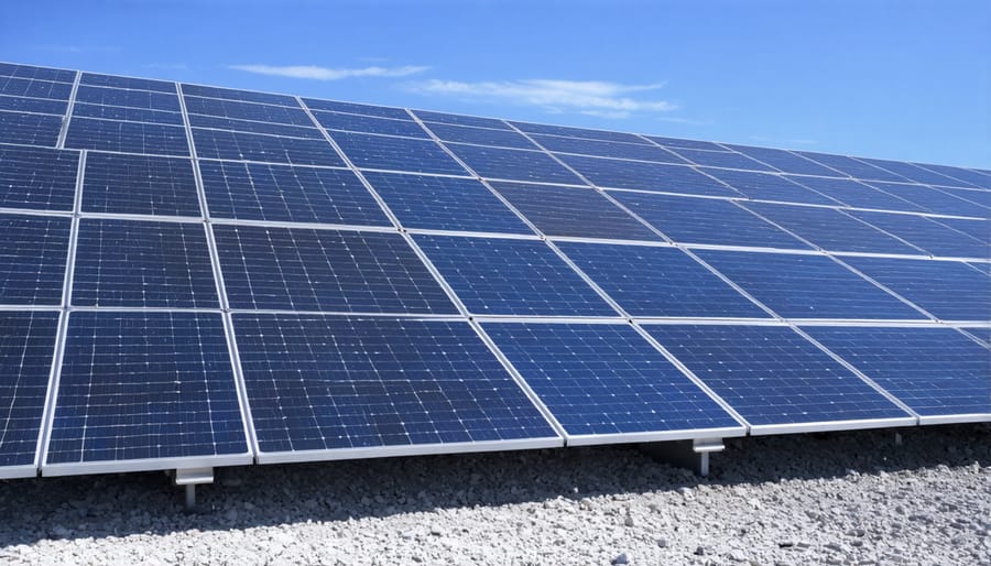 Industrial facility showing solar panel dismantling and material recovery processes