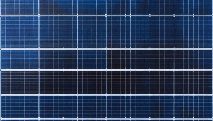 Modern bifacial solar panels with advanced encapsulation materials on commercial installation