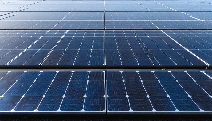 Separated recycled materials from solar panels including glass, aluminum, copper, and silicon