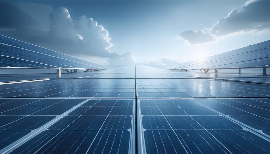 Financial trading screens displaying renewable energy market data and trends