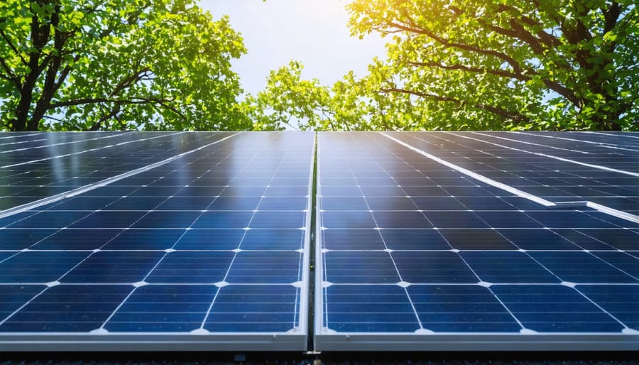 Residential solar panel installation on rooftop with warranty documentation