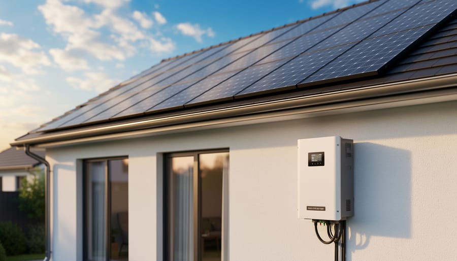 Compact solid-state battery storage unit integrated with rooftop solar panel system