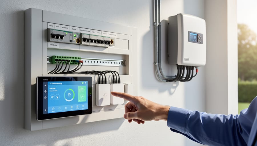 Home automation controller and monitoring equipment installed alongside solar electrical panel