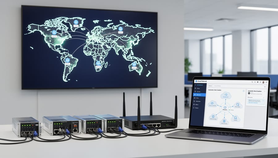 Close-up of network cable being connected to solar edge computing device