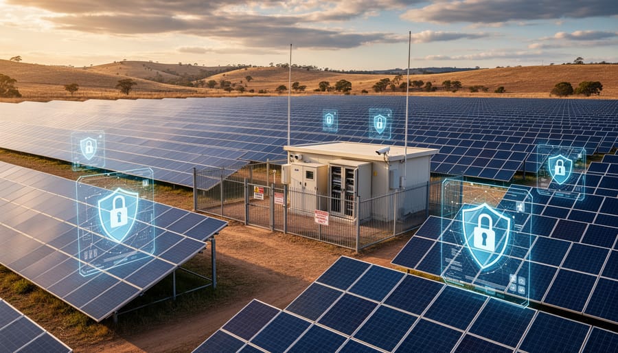 Expansive commercial solar farm installation showing scale of modern renewable energy infrastructure