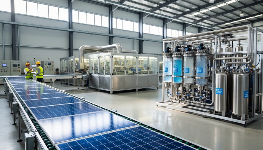 Industrial water recycling system at solar panel manufacturing facility