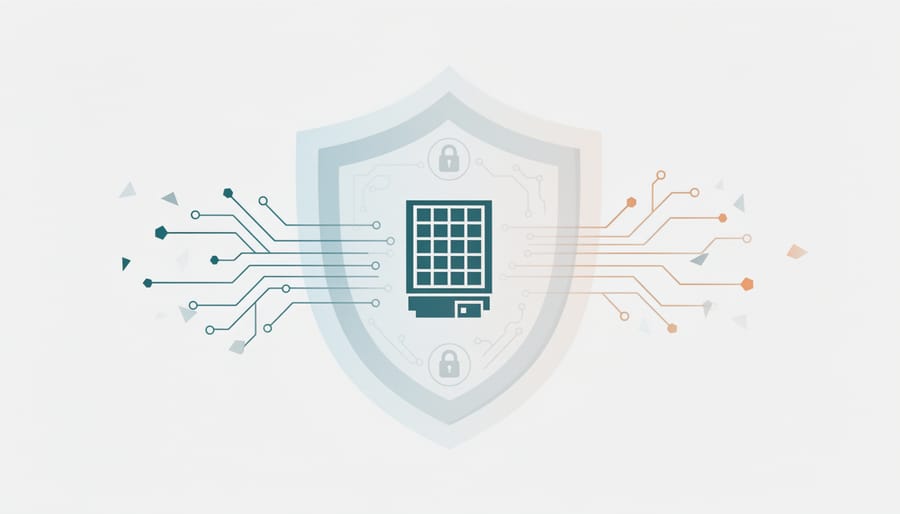 Security lock symbolizing cybersecurity protection for solar inverter systems