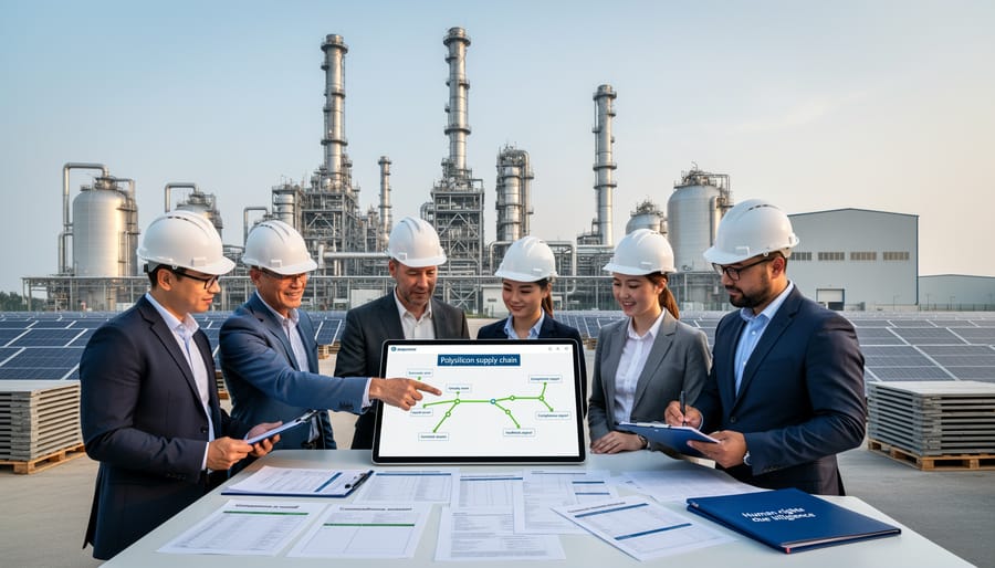 Close-up of raw polysilicon material used in solar panel manufacturing