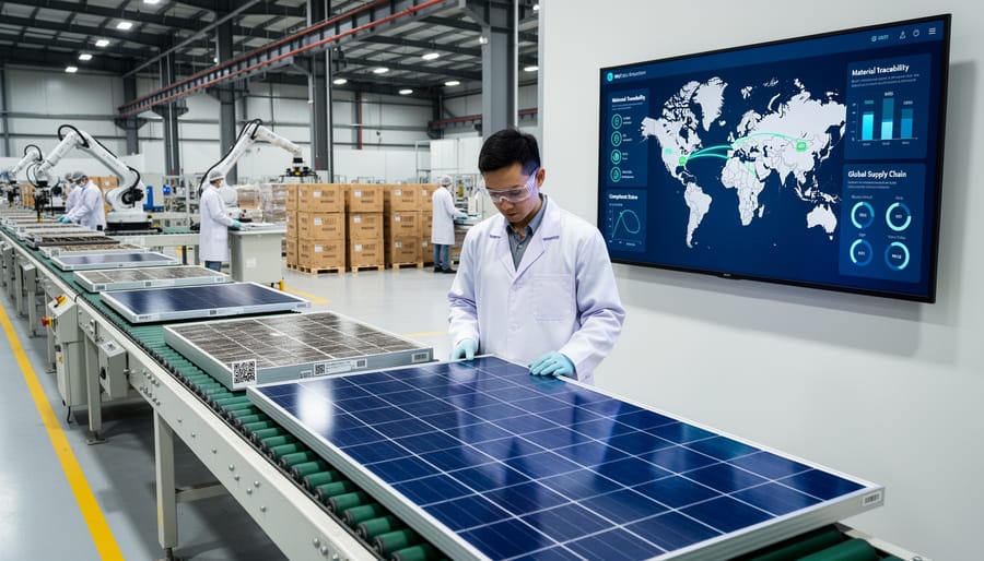 Solar panel manufacturing facility with automated production equipment