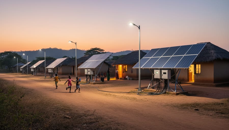 Remote island community powered by rooftop solar microgrid system