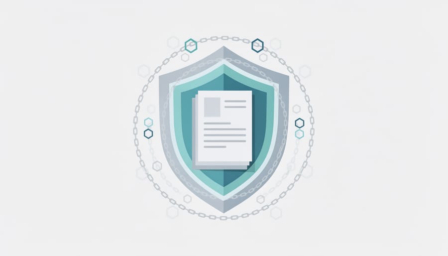 Digital security concept showing padlock and interconnected chain representing blockchain cryptographic protection