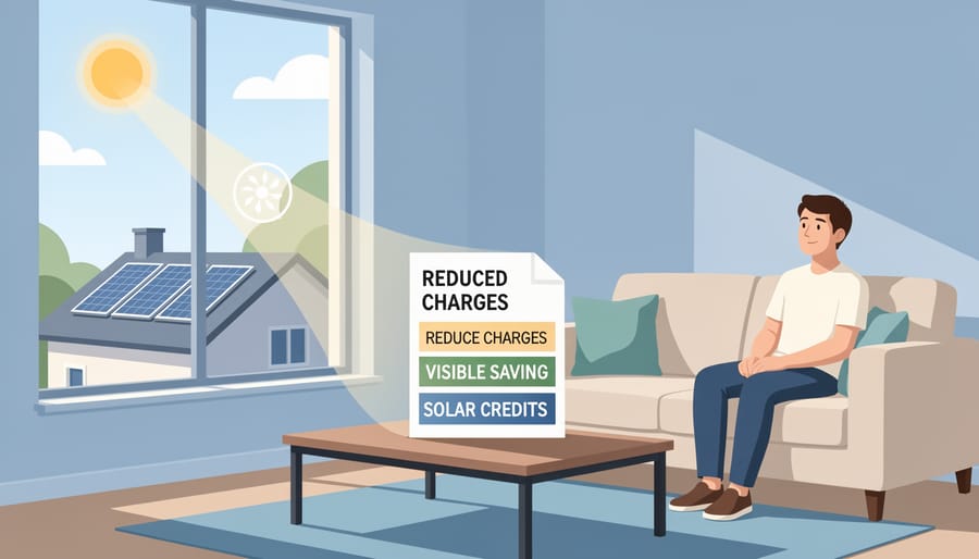 Utility bill and smartphone on a kitchen table suggesting energy credits on a bill